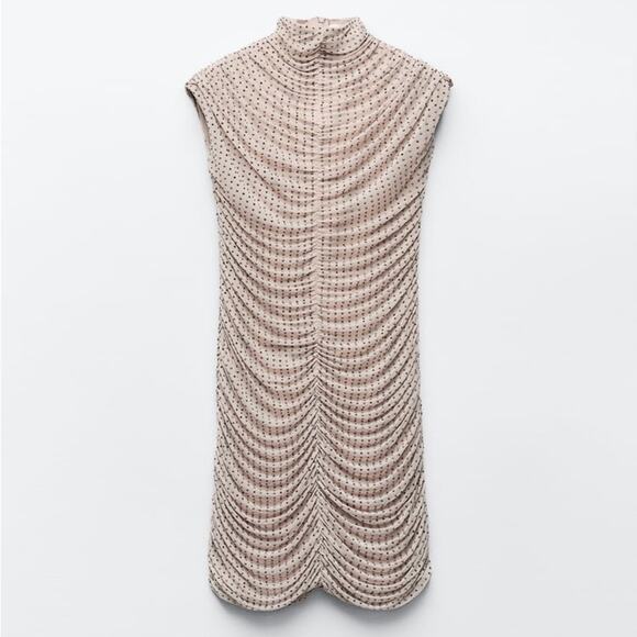 ZARA BLOGGER FAVORITE SHORT MESH RHINESTONE DRESS - Picture 10 of 13